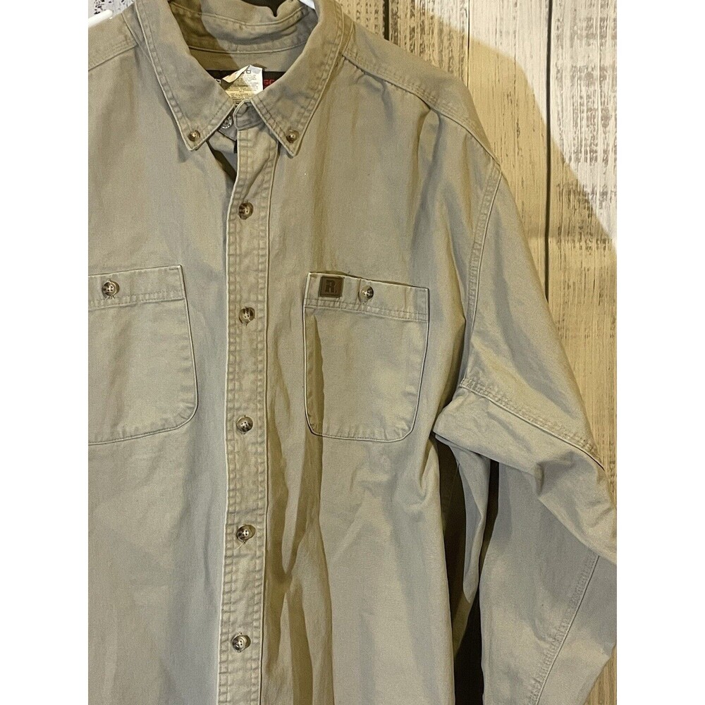 Wrangler Riggs Workwear Long Sleeve Shirt Men’s XXL Khaki Heavyweight - Picture 2 of 4